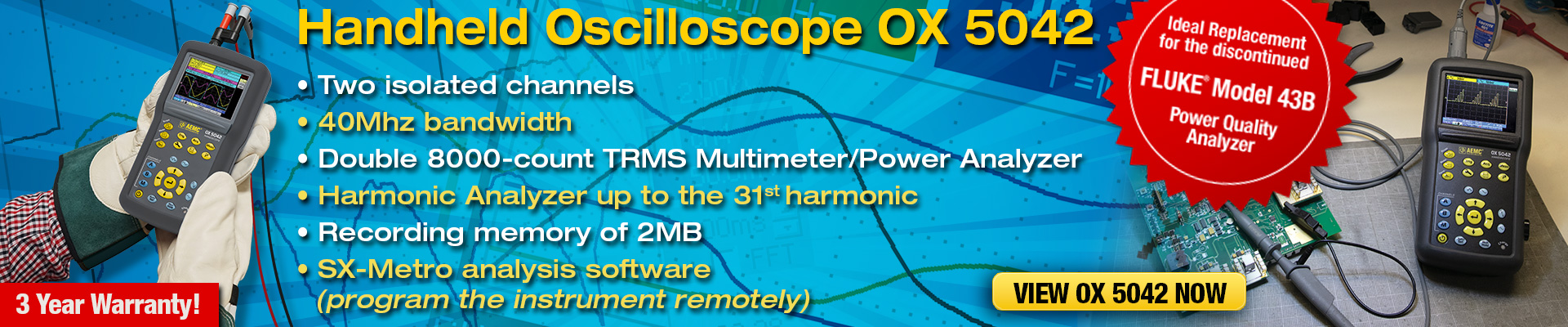 Three instruments in one - our portable handheld oscilloscope.