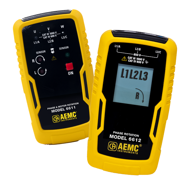 AEMC Instruments NEW Phase and Motor Rotation Meters Models 6611 and 6612