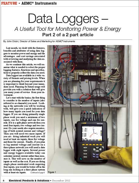 Data Loggers - a useful tool for monitoring power and energy article - part 2