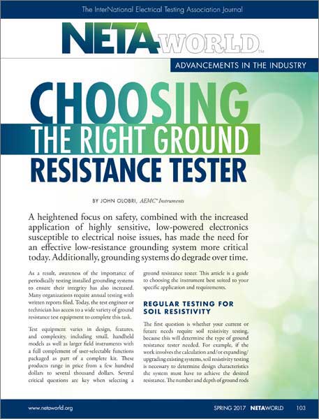 AEMC Choosing the Right Ground Resistance Tester article