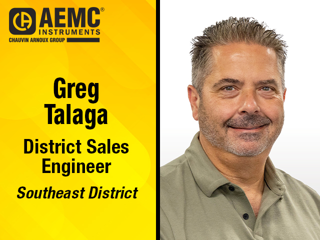 Greg Talaga joins AEMC<sup>®</sup> Instruments as our NEW Southeast District Sales Engineer
